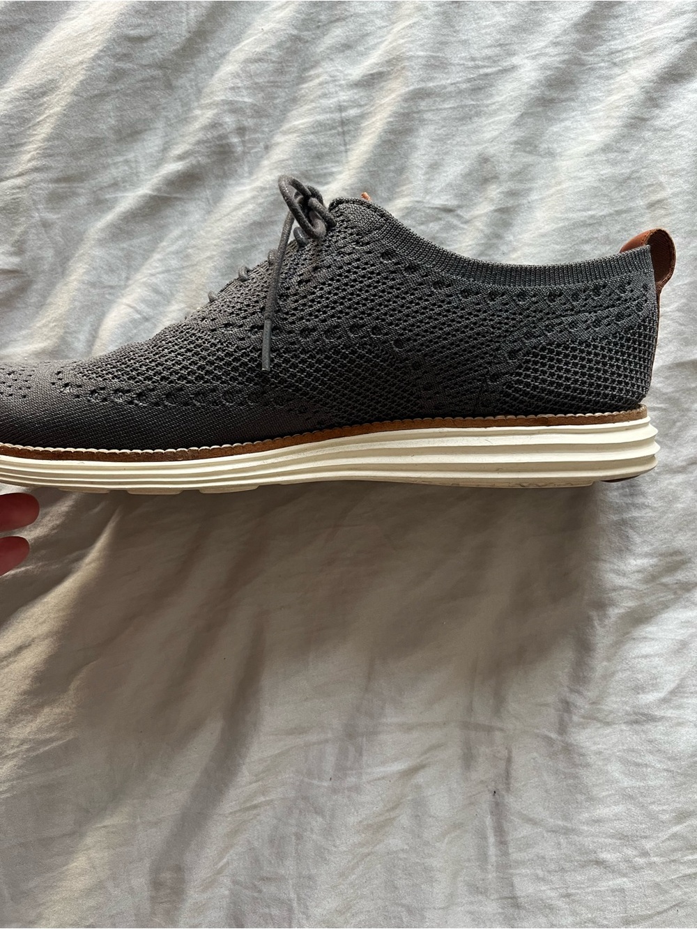 Cole Haan Charcoal Knit Derby with White Sole